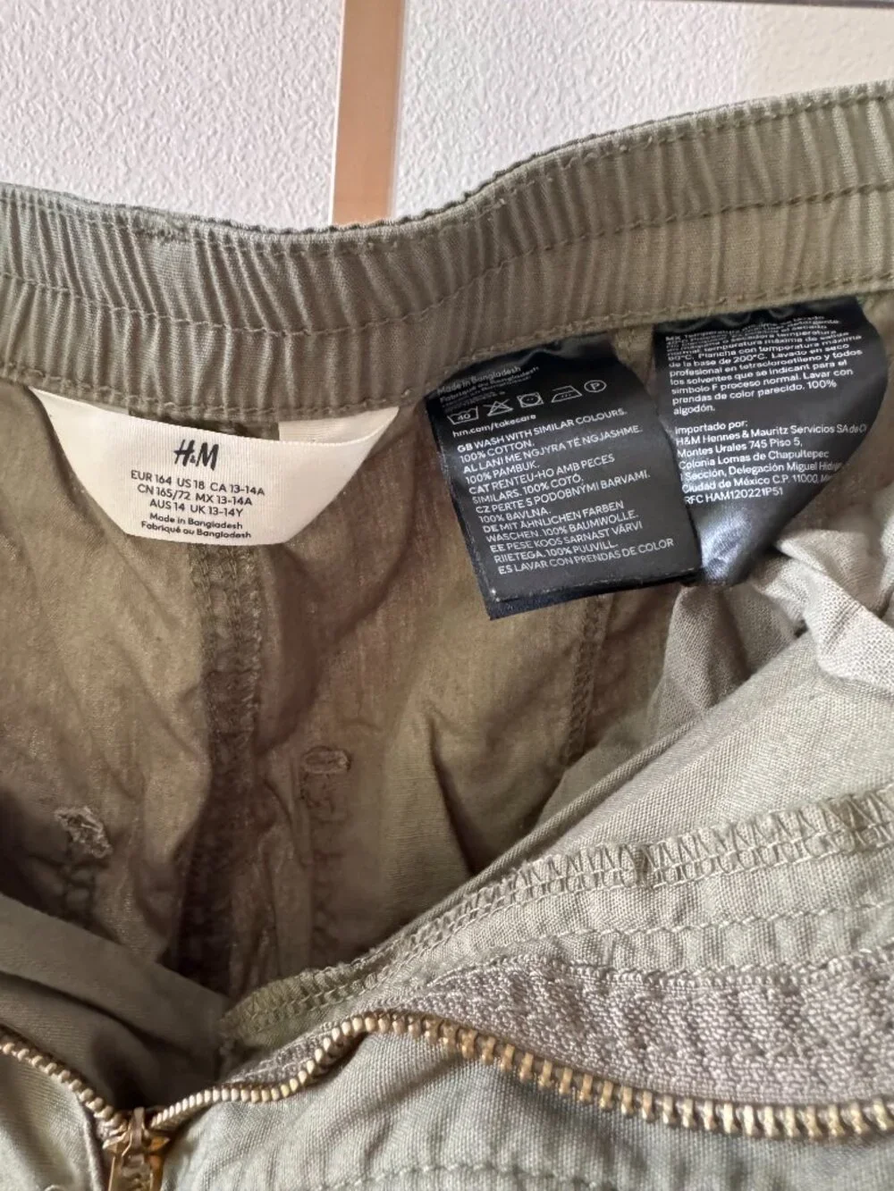 Kids Khaki Green Wide Leg Cargo Pants Youth 18 Petite